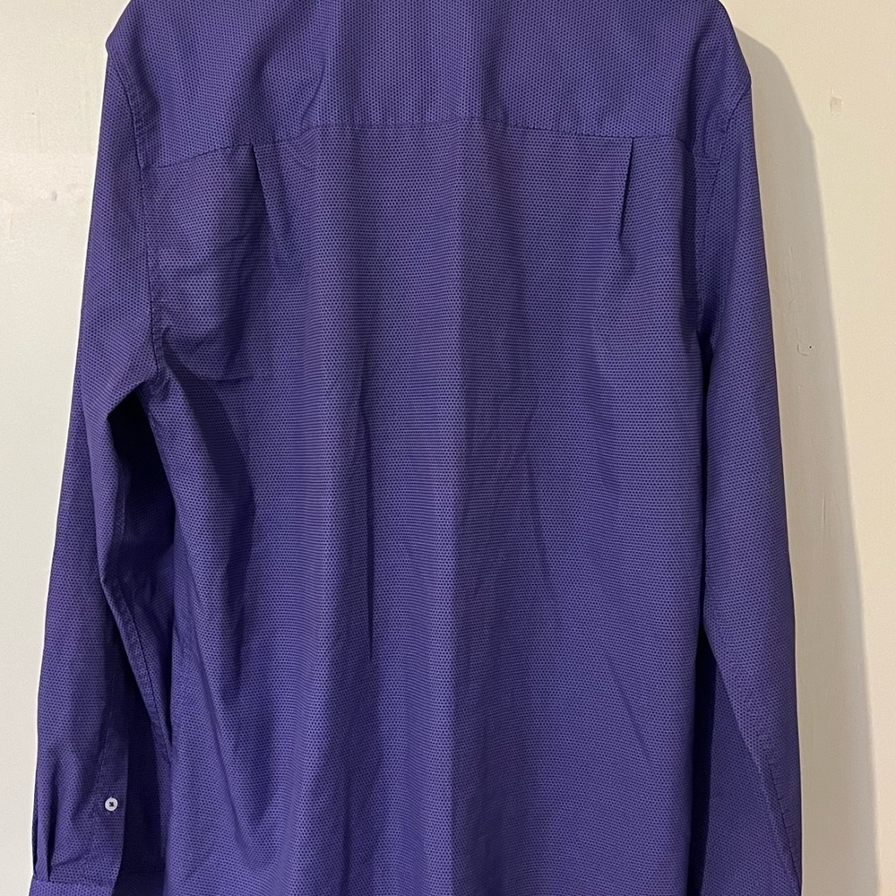 Men's Nick Graham Long-Sleeve Purple Dress Shirt with Chest Pocket (modern fit) - Picture 3 of 3